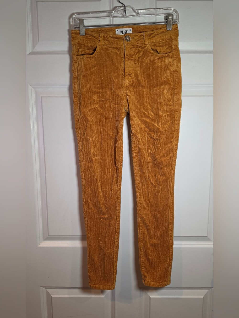 PAIGE Hoxton Ankle Women's Mustard Orange Corduroy Skinny Pants Sz 26
